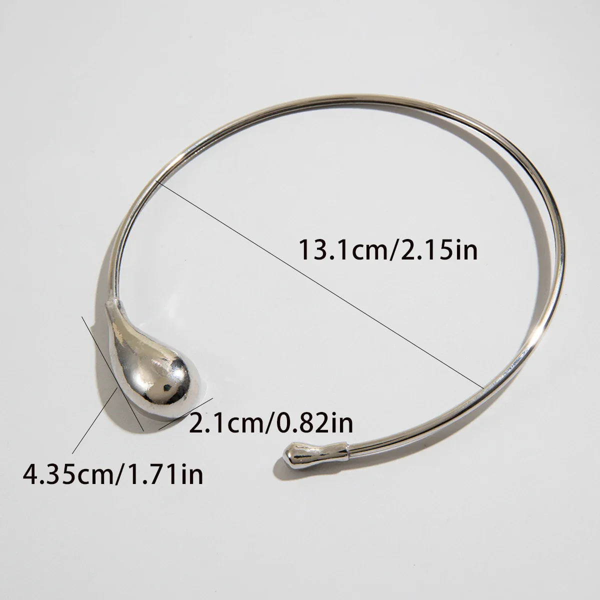 Silver geometric zinc alloy choker necklace for women with torque design and size dimensions
