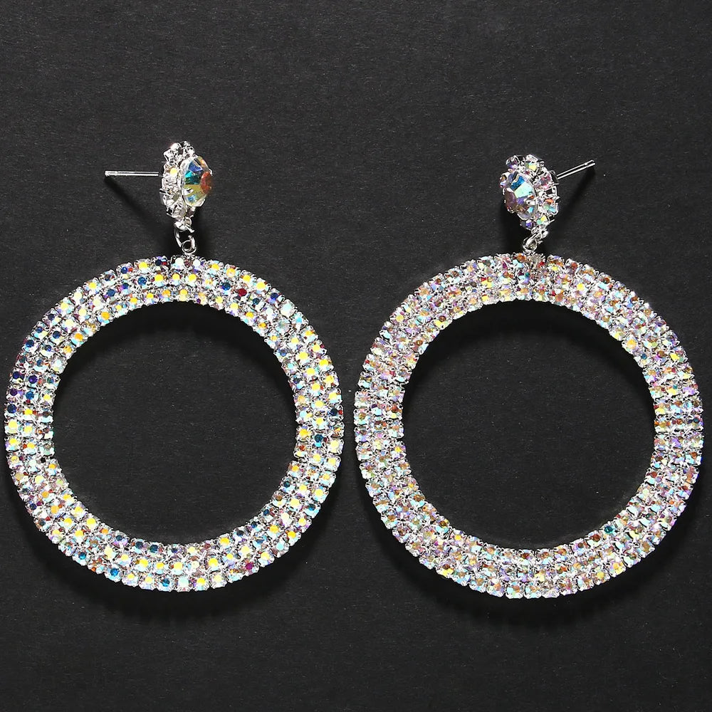 Circle Pendant hoop Earrings Jewelry for Women .
