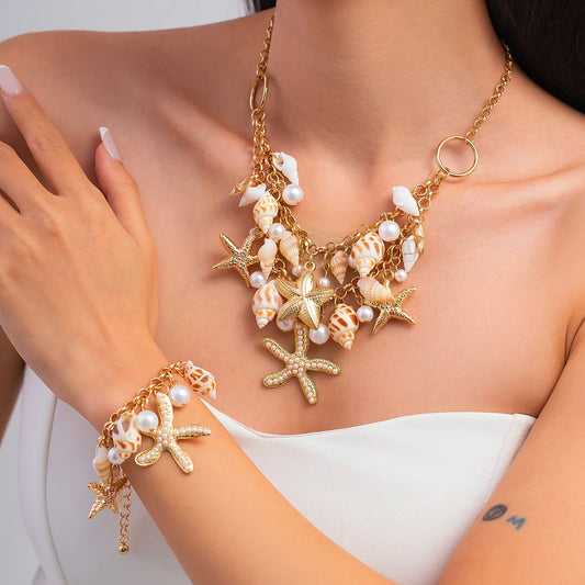 Starfish Necklace, and Chain Bracelets  Jewellery Set Gift.