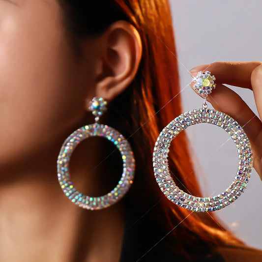 Circle Pendant hoop Earrings Jewelry for Women .