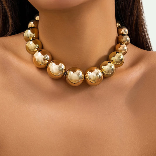 Big Ball Bead Chain Necklace .