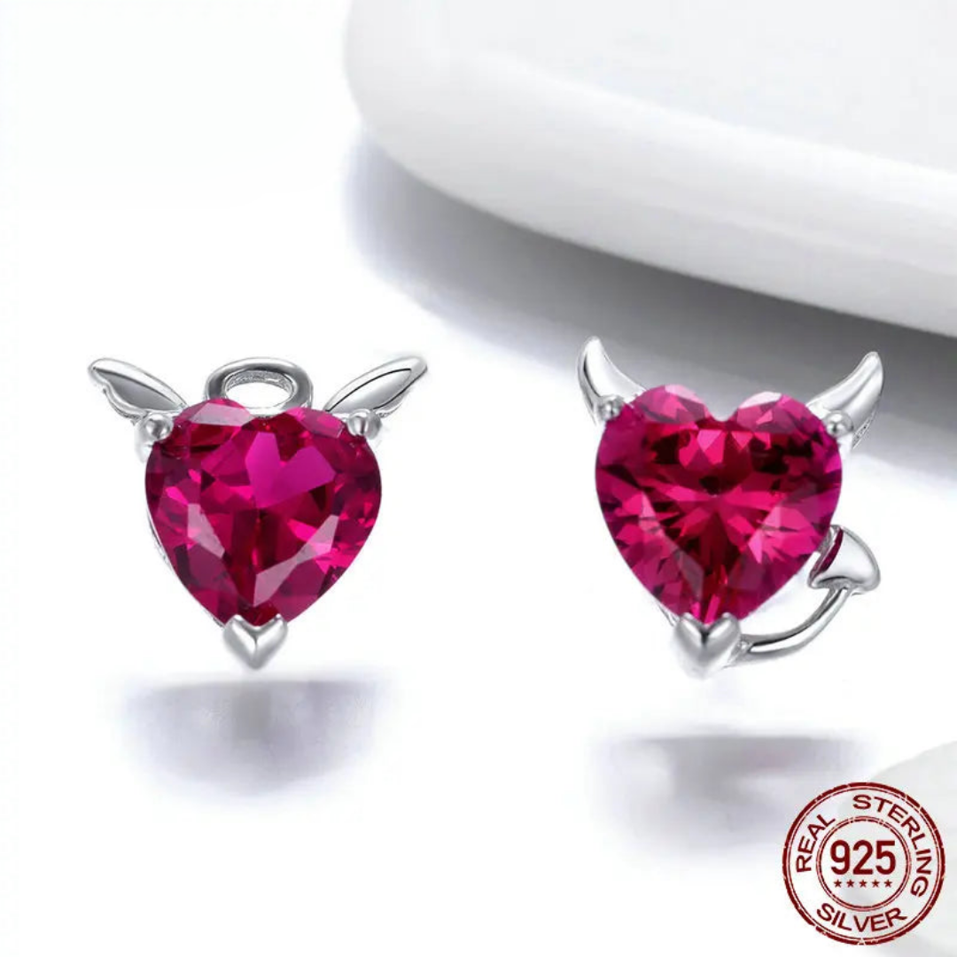 Silver Red Pendant Necklace and Earrings, jewelry set. - Jewelryagile 