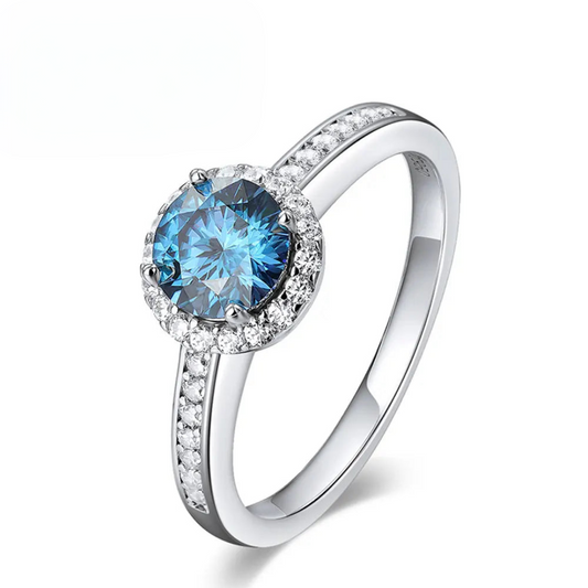 Blue Moissanite Ring FOR WOMEN.